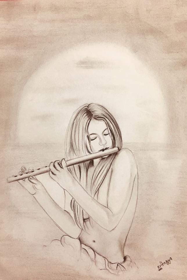 How to draw a beautiful flute|| draw a flute || draw flute step by step|| -  YouTube